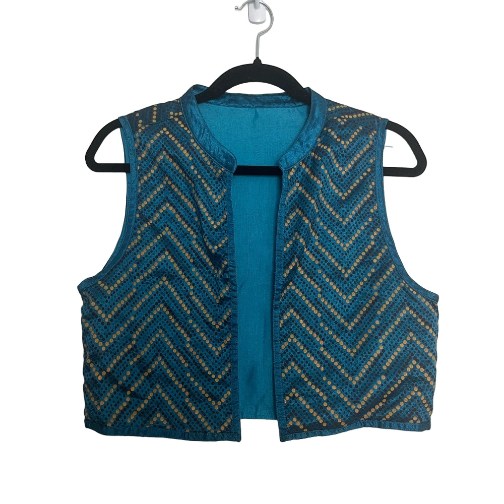 Blue and Gold Dotted Vest Bohemian Size: S